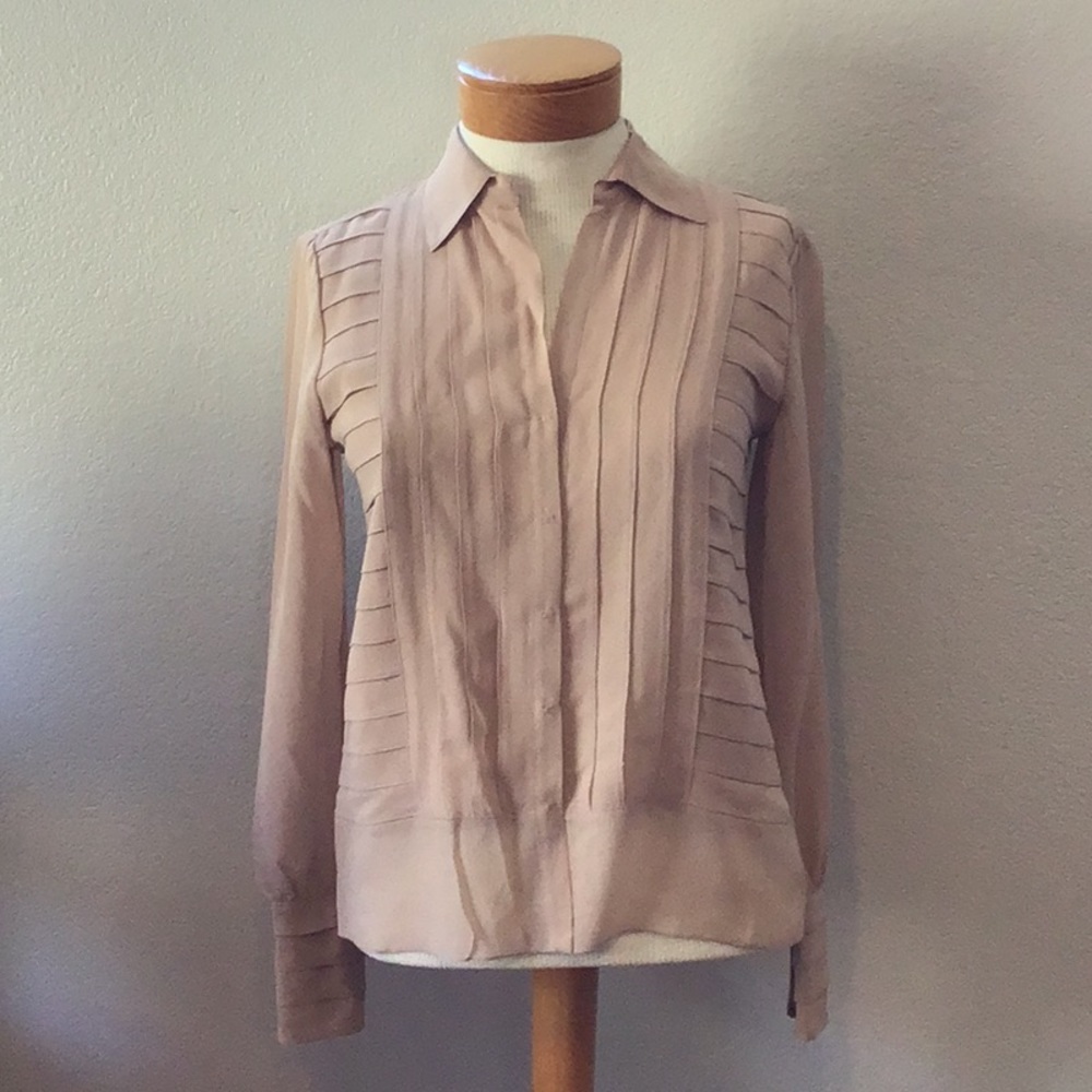 Max Studio silk blouse. Long sleeve with pleated cuff.
